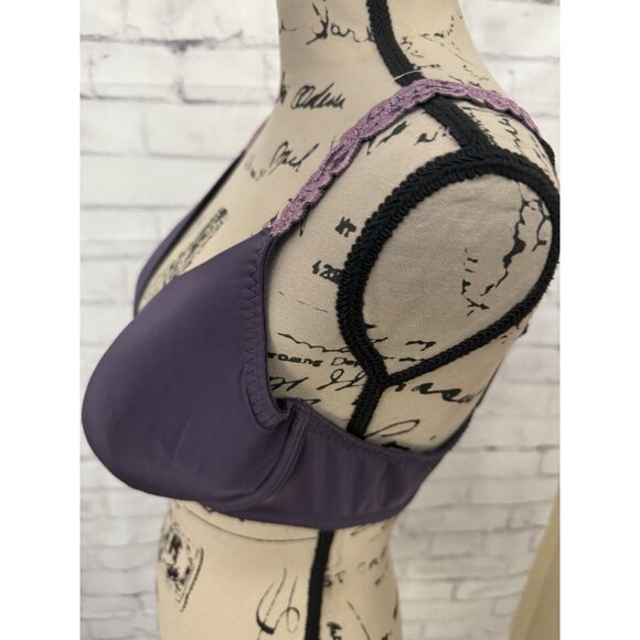 NATORI Size 38D Body Double With Lace Full Fit Bra Purple Underwire Cups 136001 - Picture 2 of 10